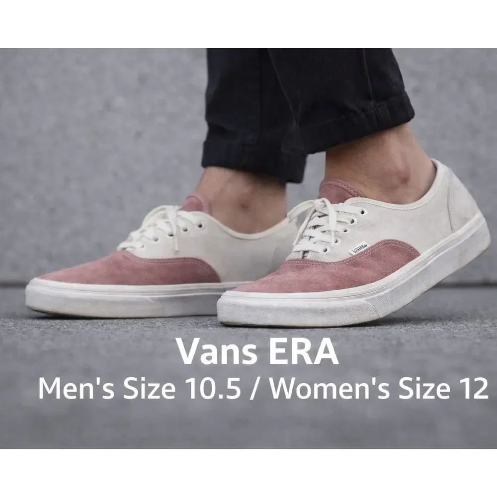 Vans Era Suede Sneakers Pink Cream Water Repellent Men 10.5 Women 12 Skate Shoes